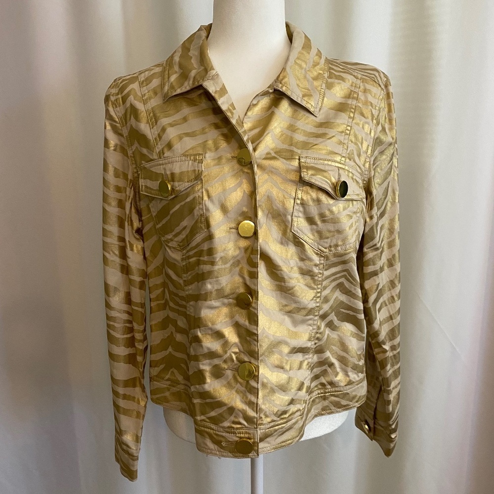 Just B  Gold Animal Print‎ Jacket Sz L